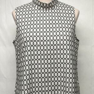 Rena Rowan Silk Geometric Print Sleeveless Blouse Size 16